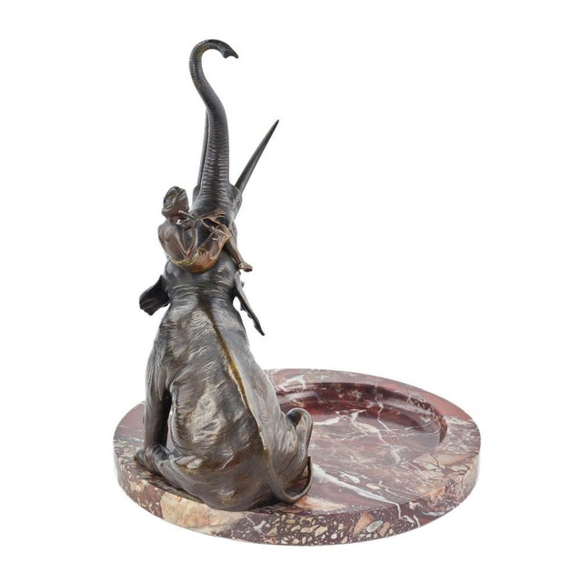 Decorative Dish in Marble with Bronze Elephant by Franz Bergman For Sale - Image 3 of 6