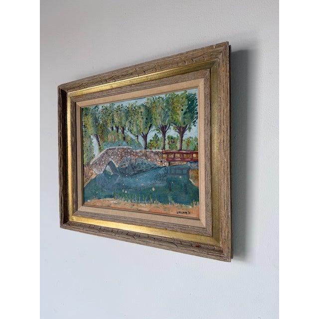 1960's I. Malvin Impressionist Landscape Oil Painting on Masonite Board - Framed For Sale - Image 4 of 12