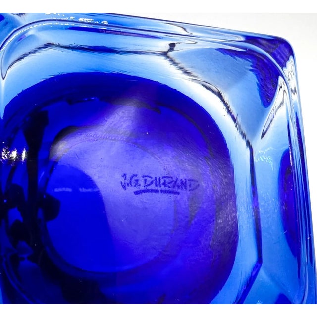 1970's French Cobalt Blue Crystal Bowl/ Trinket Dish by J. G. Durand – Mid-Century Modern / Hollywood Regency For Sale - Image 9 of 10