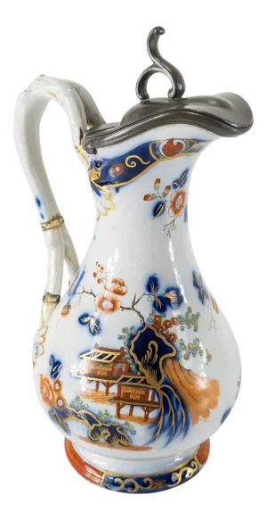 English Staffordshire Chinoiserie Imari Pitcher