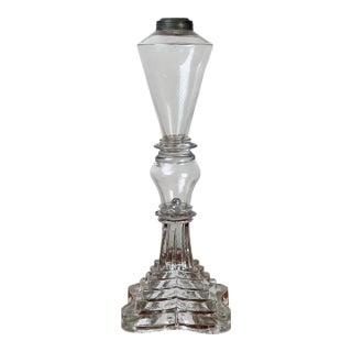 Antique Sandwich Glass Whale Oil Lamp C. 1840 For Sale
