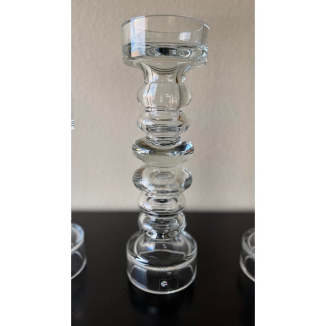 Glass Global Views Hand-Blown Portuguese Glass Bubble Candlesticks – Set of Three For Sale - Image 7 of 12