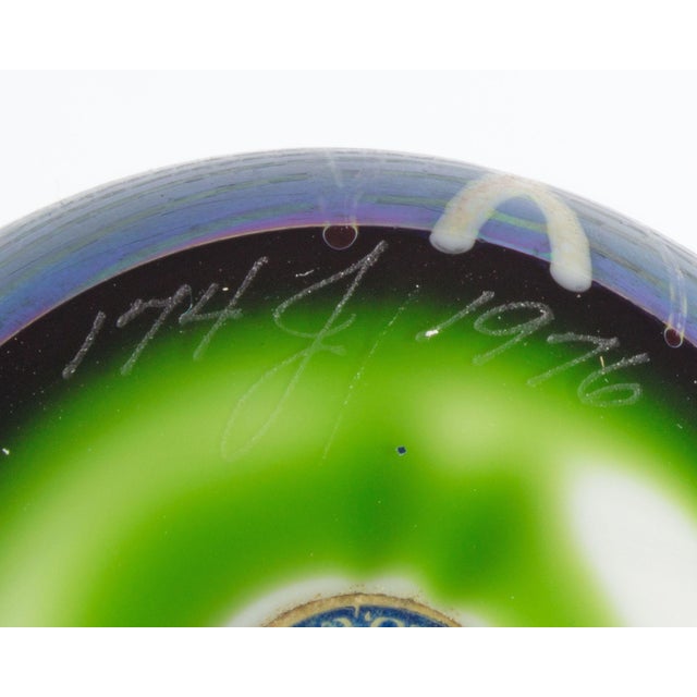 Blue 1976 Iridescent Art Glass Paperweight by Orient & Flume For Sale - Image 8 of 8