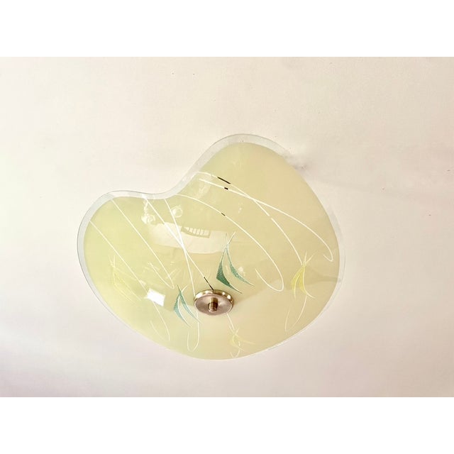 Pale Yellow Asymmetrical Cup-Shaped Pendant Light, 1960s For Sale - Image 6 of 10