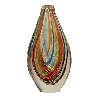 Mid Century Modern Murano Glass Sommerso Bud Vase With Swirled Colors, - Italy Circa 50s 60s For Sale