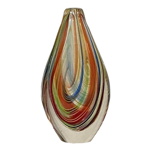 Mid Century Modern Murano Glass Sommerso Bud Vase With Swirled Colors, - Italy Circa 50s 60s