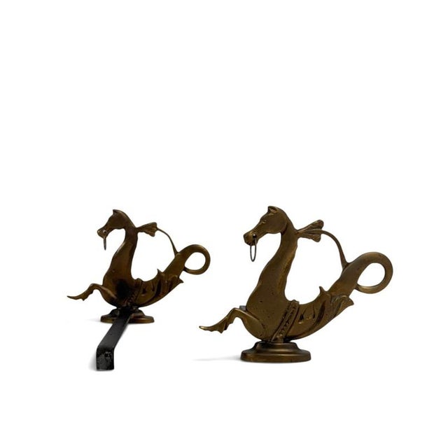 19th Century Fire Dogs Featuring Seahorses, 1880, Set of 2 For Sale - Image 3 of 12