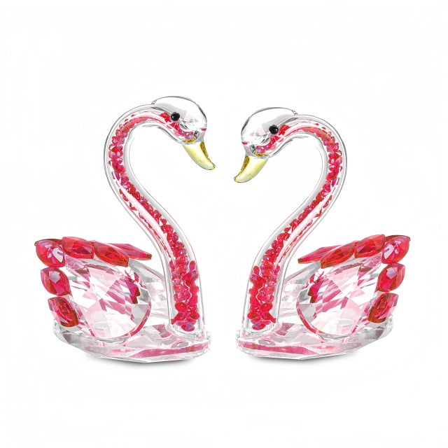 Glass Elegant Pink Crystal Glass Swan Figurine (Set of 2) - Home Decor, Wedding Gift, Table For Sale - Image 7 of 11
