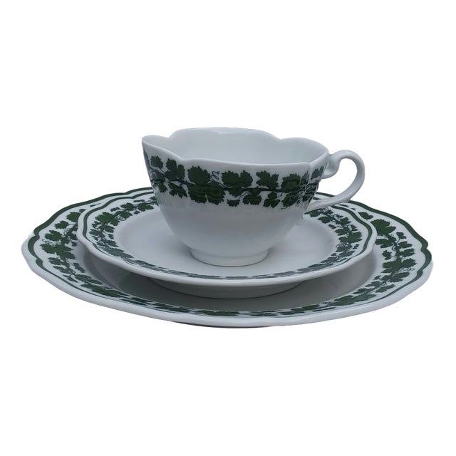 Vintage Porcelain Breakfast Trio Set from Meissen, 1930s, Set of 3 For Sale