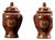 Pair of Vintage Chinese Red Cloisonné Lotus Scroll Ginger Jars For Sale