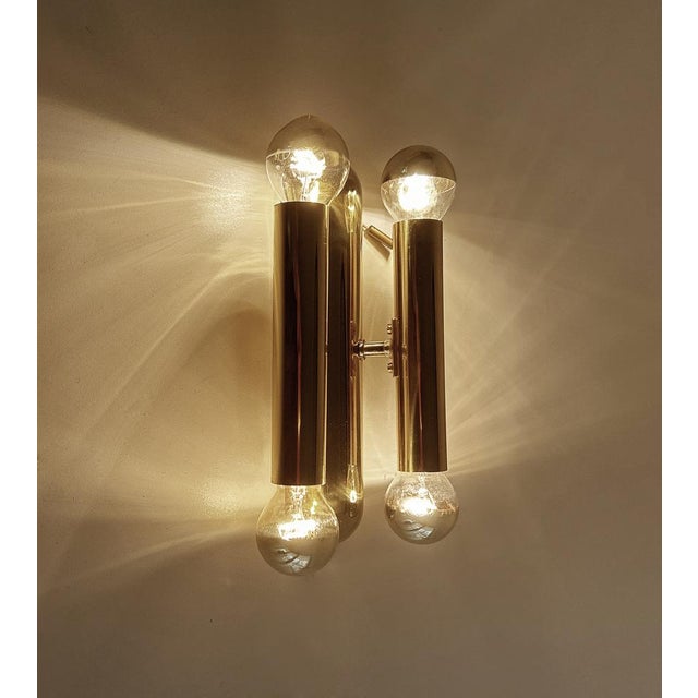 Metal Vintage Space Age Brass Sconces, 1970s, Set of 2 For Sale - Image 7 of 15