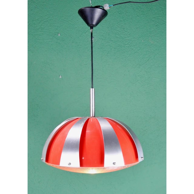Plastic & Metal Ceiling Lamp, 1970s, in Good conditions. Designed 1970 to 1979 European Plug (up to 250V).The wiring of...