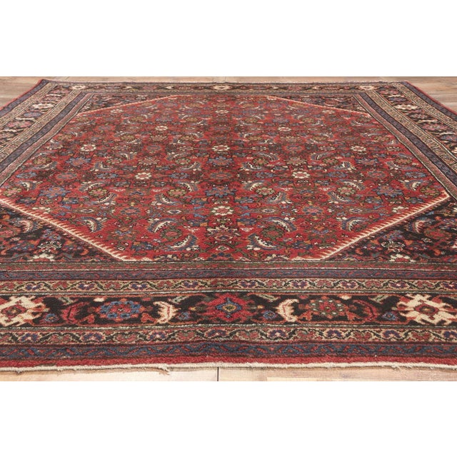 Red Early 20th Century Antique Persian Mahal Rug - 08'10 x 11'10 For Sale - Image 8 of 9