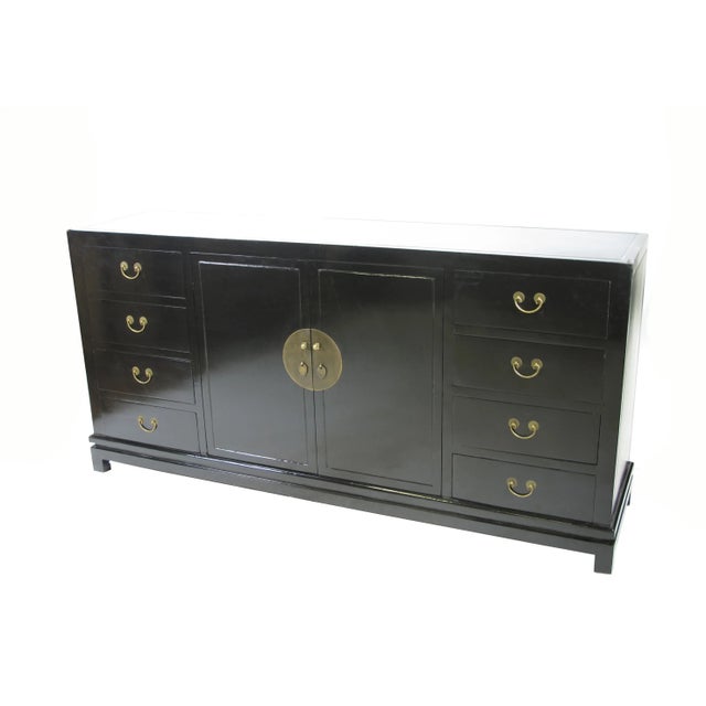 Asian Modern Black Lacquer Sideboard For Sale - Image 4 of 11