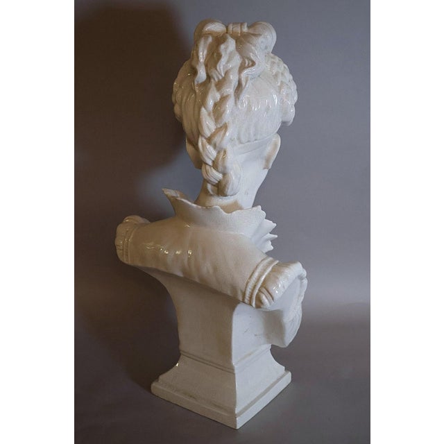 1970s Large Italian White Crackle Glaze Porcelain Lady Bust Sculpture, 1970s , 23 Inches Tall For Sale - Image 5 of 10