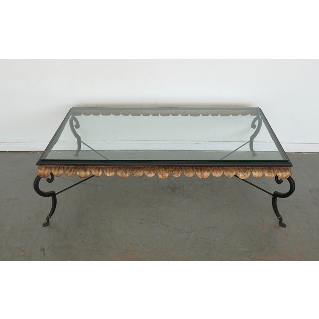 Traditional Vintage Minton-Spidell Scalloped Gilt & Iron Coffee Table For Sale - Image 3 of 12