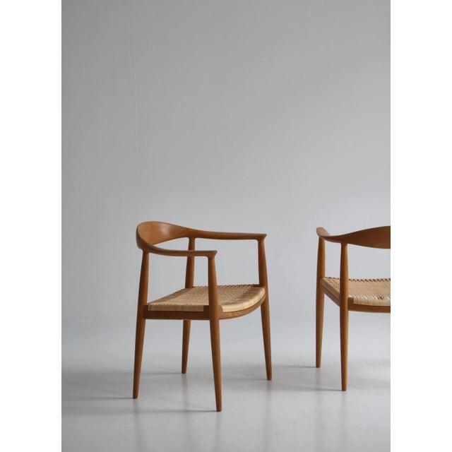 Set of Oak and Rattan Armchair JH-501 by Hans J. Wegner For Sale - Image 12 of 18