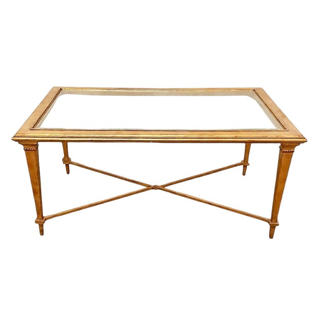 Niermann Weeks Neo-Classical Style Gilt Metal & Glass Coffee Table Att. Niermann Weeks For Sale - Image 4 of 4