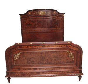 French Neoclassical Style Plum Mahogany and Brass Bed, 1880