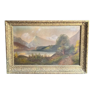 19th Century American Hudson River School Oil on Canvas, Original Frame