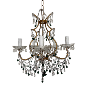 Forrest Green Murano Drops Beaded Chandelier Crystal Swags C 1920 French