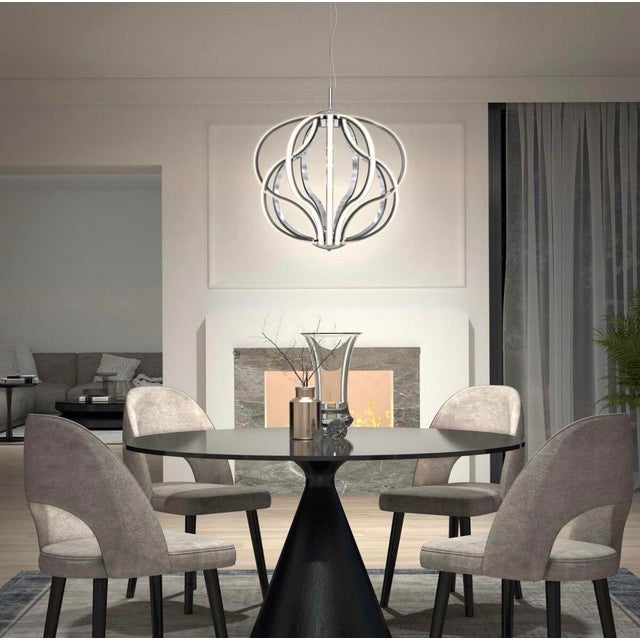 ET2 Aura 16-Light LED Pendant in Polished Chrome — New in Original Box A striking contemporary statement light by ET2, the...