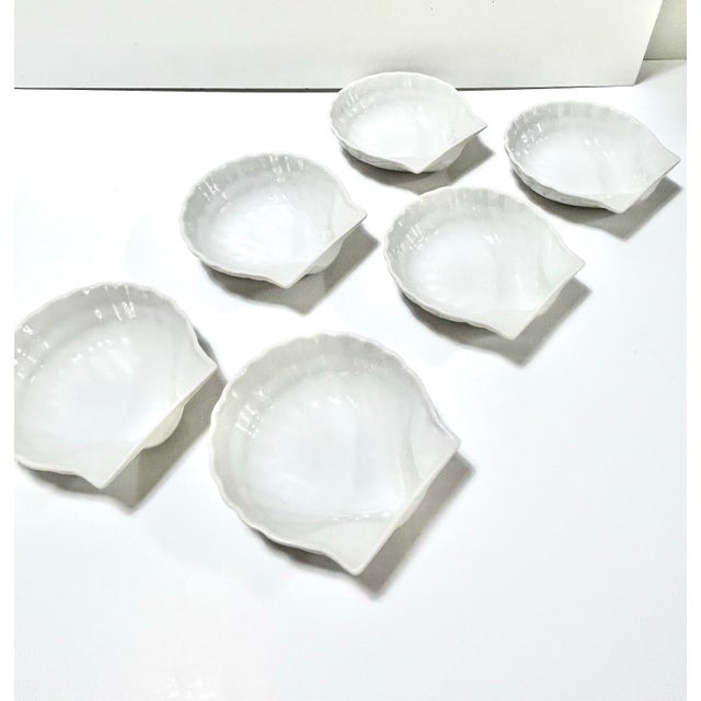 1980s 1980s Porcelain Clam Shell Appetizer Plates - Set of 6 For Sale - Image 5 of 12