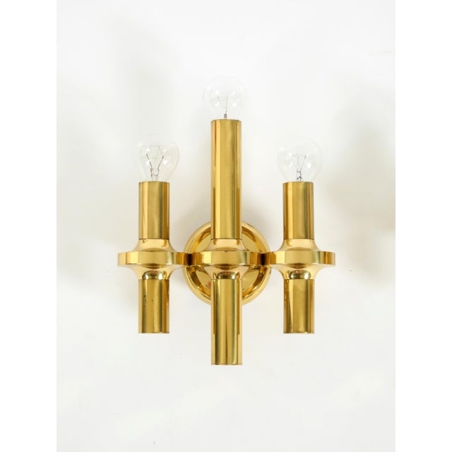 Three-Arm Brass Wall Lamps, 1960s, Set of 2 For Sale - Image 10 of 18