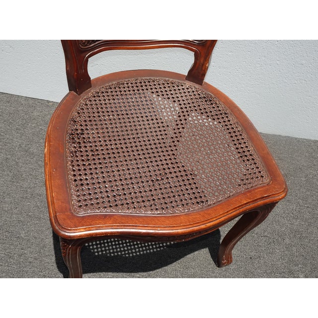 Vintage French Country Brown Cane Side Chair For Sale - Image 9 of 14