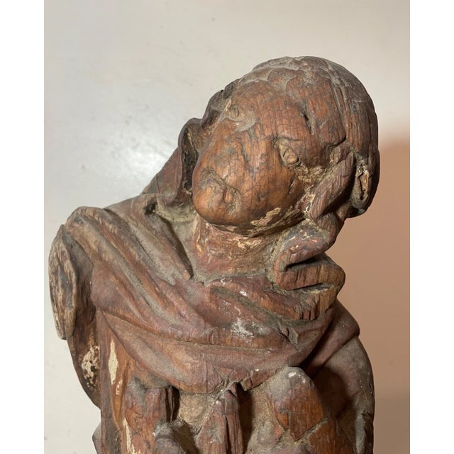 Large Antique 1600's Hand Carved Wood Religious Jesus Crucifix Saint Sculpture For Sale - Image 13 of 16