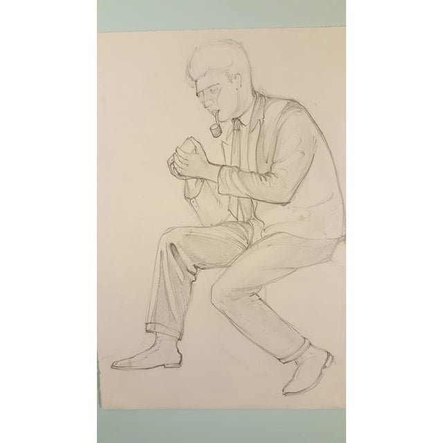 This one of a kind pencil drawing is from a collection of works by E.E. Churm, acquired from an estate auction in...