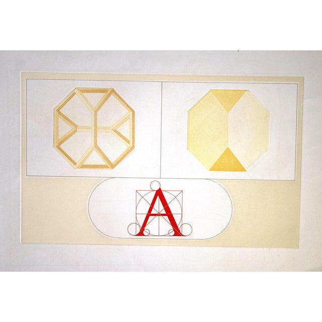 Decalogue is an original lithograph and embossing artwork realized by Lucio del Pezzo. Good conditions with small folding...