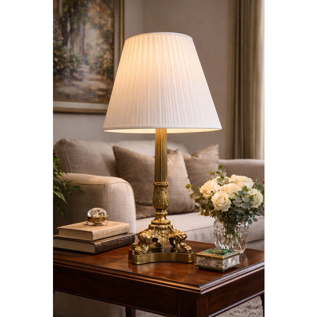 Rare Empire Period Gilt Bronze Lamp Antique Napoleon I Candlestick An exceptional lamp crafted from an authentic Empire...