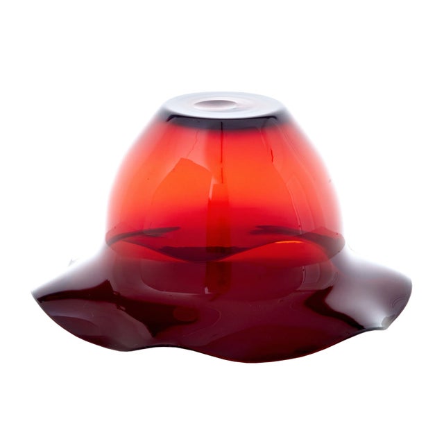 Mid 20th Century Shaped Red Art Glass Vase by Monica Bratt, 1950s For Sale - Image 4 of 5