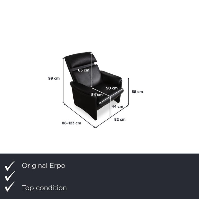 Introducing the Erpo Lugano leather three-seater sofa in black with manual reclining function. I have official proof of...