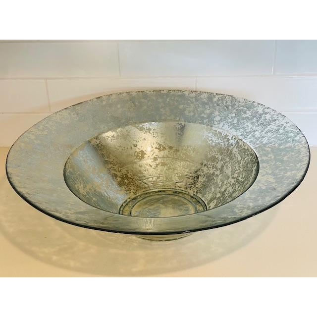 Large Green Glass Bowl & Candleholders, Spain For Sale - Image 12 of 13