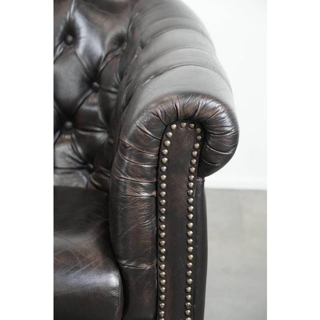 Vintage Chesterfield Club Chairs in Dark Cowhide Leather, Set of 2 For Sale - Image 11 of 15