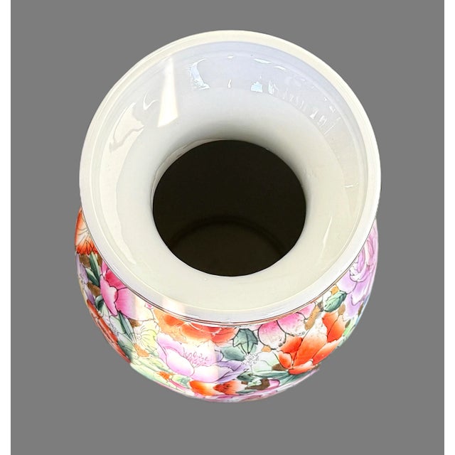 1930's Large Famille Rose Chinese Millefleurs Vase - 16 Inches For Sale - Image 10 of 11