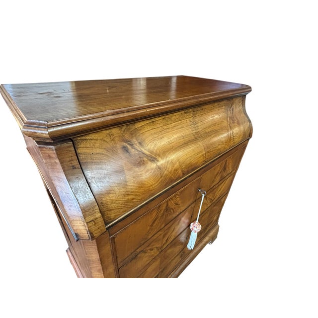 Wood Beidermeier Flame Walnut Marble Lined Washstand Cabinet For Sale - Image 7 of 12