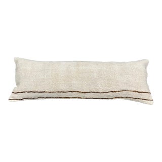 Turkish Hemp Pillow Cushion Natural Beige Brown Cushion Cover 14"x40" For Sale