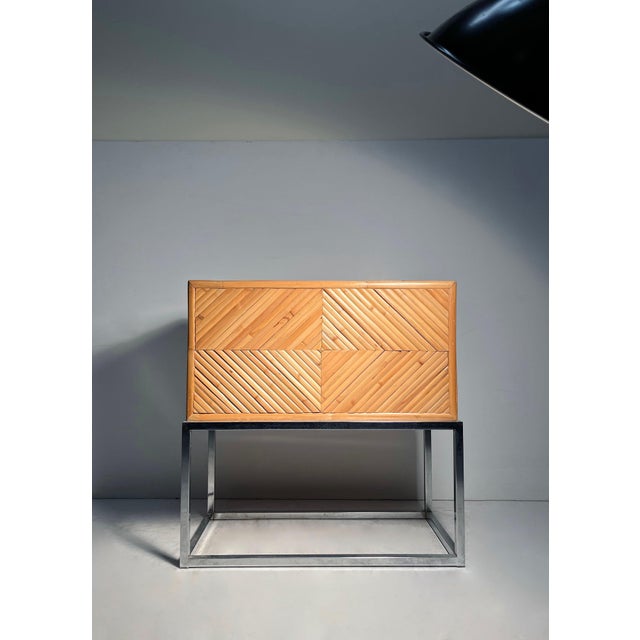 Vintage Bamboo Rattan Chest Drawers End Tables / Night Stands Milo Baughman For Sale - Image 4 of 7