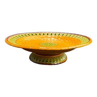 Antique Basketweave Majolica Pedestal Plate Marked Wittman & Roth London (1852-1895) For Sale