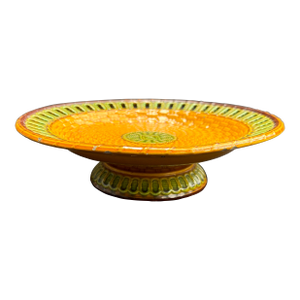 Antique Basketweave Majolica Pedestal Plate Marked Wittman & Roth London (1852-1895)