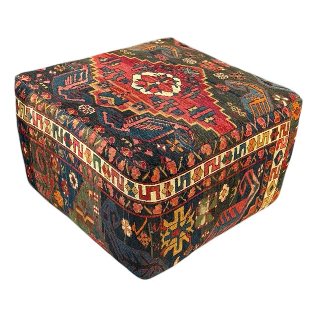 Vintage Multi Color Turkish Kilm Ottoman For Sale