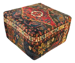 Vintage Multi Color Turkish Kilm Ottoman