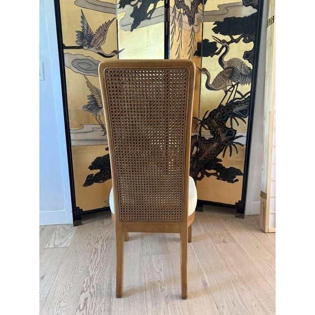 American of Martinsville 1980s American of Martinsville Art Deco Post-Modern Burlwood & Brass Dining Set, Expandable Table + 8 Cane-Back Chairs For Sale - Image 4 of 13