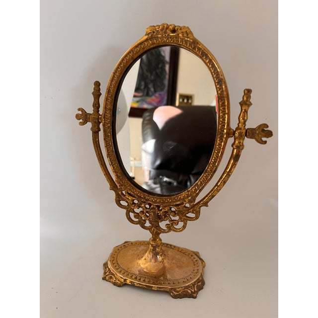 Vintage French Brass Vanity Table Mirror Chairish