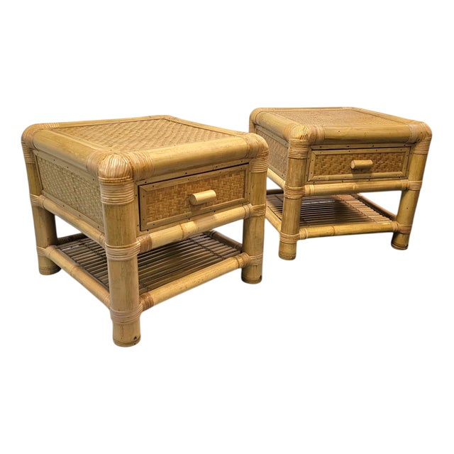 Bamboo Nightstands, 1980s, Set of 2 For Sale