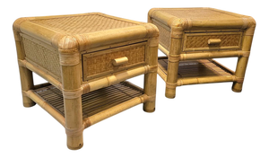 Bamboo Nightstands, 1980s, Set of 2