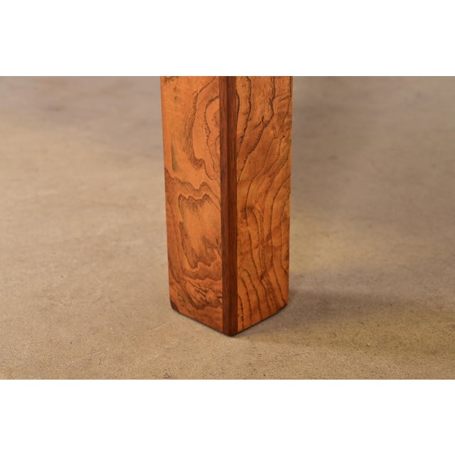Milo Baughman Style Burl Wood Parsons Extension Dining Table, Newly Refinished For Sale - Image 13 of 15